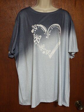 Heart & Butterfly t-shirt, 5X, short sleeve